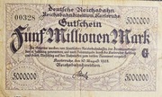 + Niemcy + Karlsruhe + Reichsbahn + 5.000.000  Marek + 1923 + 