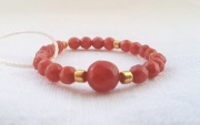 Pierścionek elastyczny Koral czerwony rękodzieło 