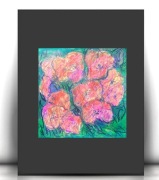 kwiatki rysunek w ciepłych kolorach, bukiet obrazek A4, boho plakat 21x30