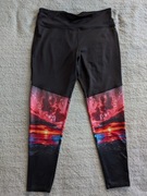 Czarne kolorowe spodnie legginsy sportowe w zachód słońca TU 42 XL jak nowe