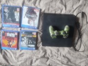 PS4 Slim 500GB + pad moro + kable HDMI/zasilanie + 4 gry