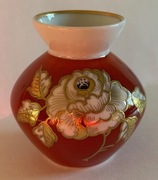 Uroczy mini Wazon porcelanowy Wallendorf 1764, pozłacany, PRL
