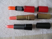 cena za 3 pomadki Armani, Estee lauder, Mac, koral, orange, vintage unikaty
