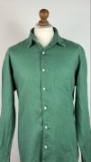 Far Afield Koszula Męska 100% Len Zielona Kieszeń M Stan BDB Premium