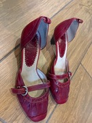 Czółenka bordowe Wojas 25cm skora naturalna