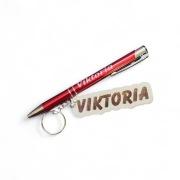 Brelok drewniany+ długopis, imię, prezent, Dzień Kobiet