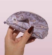 Saszetka Myszka Lawendowa Skóra Naturalna Ręcznie Szyta Etui Brelok