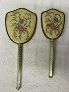 Stary zestaw mosiężny lusterko szczotka 