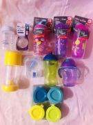 Butelki, bidony, odsysacz do noska, pudełka.