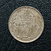 Srebrna moneta 3 Pensy 1916 Wielka Brytania Jerzy V 
