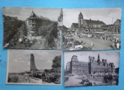 4 x Stare samochody na zdjęciach w pocztówkach.Auta, autobusy.Zestaw