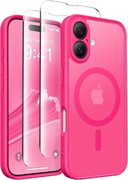 Etui magnetyczne CAPRARO iPhone16 MagSafe Różowe + 2 szt. szkło 9H