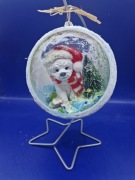 Bombka3d Z  ręcznie wykonanym Maltańczykiem w czapce I szaliku 