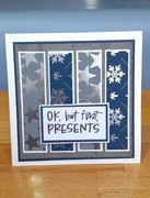 Kartka świąteczna, rękodzieło, szaro-granatowa 15x15 cm