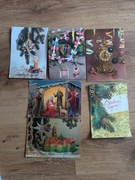 Kartki świąteczne PRL  6szt  bez obiegu zestaw pocztówki boże narodzenie