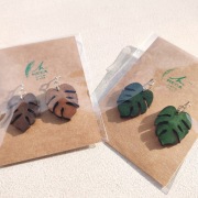 Kolczyki monstery zielone HANDMADE