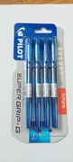 4x PILOT DŁUGOPIS niebieski OLEJOWY Super Grip G ze skuwką