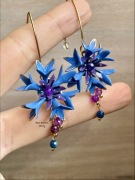 Kolczyki kraftowe chaber bławatek polny kwiat handmade