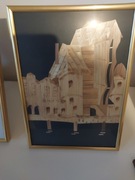 OBRAZ CEPELIA SŁOMIANY RĘKODZIEŁO  ŻURAW GDAŃSK   LATA 70 PRL