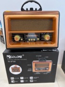 Radio RETRO FM akumulatorowe sieciowe z Bluetooth USB PRZENOŚNE microSD