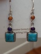 Kolczyki z turkusem Mohave I prawdziwymi kamieniami szlachetnymi, srebro