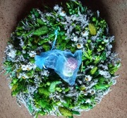 Wianek z suchych kwiatów * wosk zapachowy Radość Nałęczowskie Kwiaty 