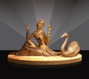 Enrique (Henry) Molins Balleste. Leda i łabędź. ART DECO. Rzeźba. 