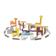 Klocki drewniane BS Toys Zoo Blocks – 94 elementy, zestaw do budowy zoo