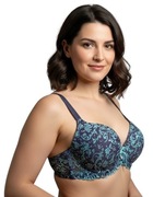 Biustonosz Intimidao Luxury Granat Niebieski| Gładki Push-Up |Kwiaty 75-90C
