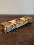 Drewniany świecznik na tealighty 2szt. – rustykalny boho handmade dekoracja