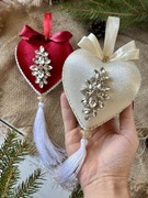 Bombka na choinkę serduszko glamour błyszczące welurowe 1 sztuk