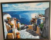 KRAJOBRAZ GRECKI  OBRAZ OLEJNY