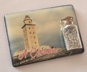 Magnes na lodówkę CORUNA Hiszpania Spain Piasek w butelce. (42) 