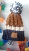 Czapka zimowa dzianinowa w pasy rozciągliwa