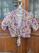 Rouje nowa bluzka crop top floral kwiaty wiskoza len boho sexy