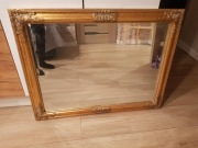 Duże Lustro w stylowej zdobionej grubej złotej ramie z drewna 90x70
