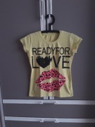 Żółty t-shirt damski z nadrukiem koszulka S 36