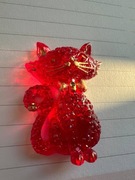 Czerwony brokatowy kot z żywicy epoksydowej, red cat 