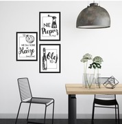 Obraz z napisami do kuchni 3 szt., plakat w ramie A4