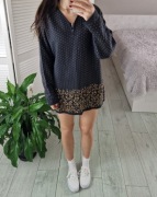 Kello grafitowy wełniany sweter sukienka sweterkowa 50% wełna merino XL