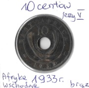 Brytyjska AFRYKA WSCHODNIA 10 centów 1933 Jerzy V 