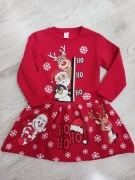 Ocieplana sukienka bawełniana święta 98