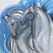 Rozmowa I- obraz 80x80cm- autorka Gosia Mąkosa