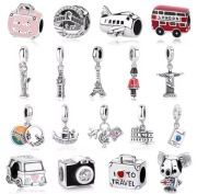 Charms Podróże, srebrny, różne wzory, do bransoletki modułowej 