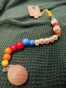 Zawieszka / łańcuszek do smoczka z dowolnym imieniem PERSONALIZOWANY 