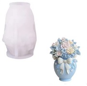 WAZON Z KWIATAMI forma silikonowa 10.5*6.7 do odlewów Świec Mydła Gipsu 