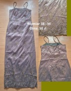 Brązowo stare złoto sukienka z satyny