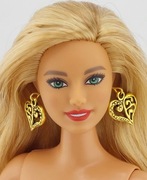 Kolczyki biżuteria dla lalki Barbie złote serca