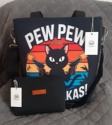 #32. Zestaw torebka i kosmetyczka odpinany pasek kot pew pew