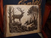 DUŻY obrazek wypalony w drewnie, Jeleń, Fajne na prezent
